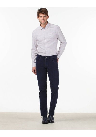 Kip Erkek Slim Fit Korduroy Pantolon - Minimalist Günlük Stil Lacivert