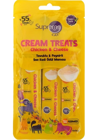 Supreme Cat Sıvı Kedi Ödül Maması Tavuklu & Peynirli 4x14 Gr