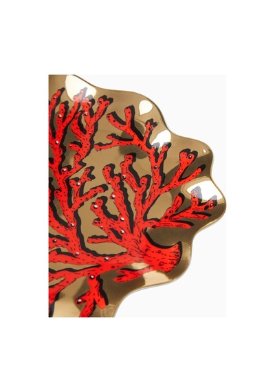 Jonathan Adler Sirena Coral Porselen Dekoratif Tepsi Kırmızı-gold