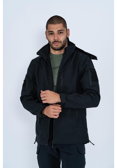 Combat Tactical Tactical Mont Kapüşonlu İçi Astarlı Mevsimlik Softjell Dik Yaka Mont - 307c-770-siyah