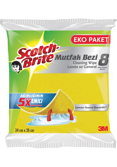 Scotch Brite Mutfak Bezi 8 Adet Sarı 34 x 35 CM