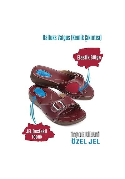 Comfort Style Kadın Bordo Ortopedik Halluks Ve Topuk Dikeni Terliği Kemik Çıkıntısı Terliği Bordo