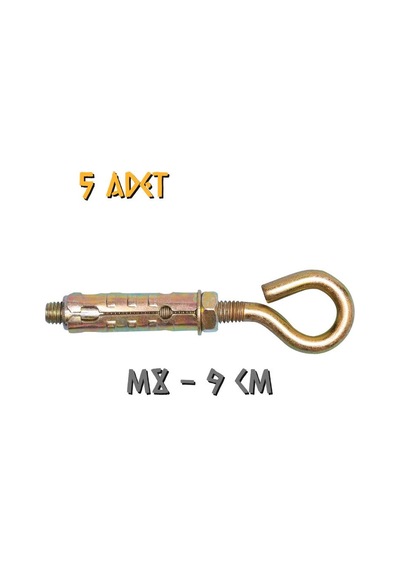 Made Kapalı Kancalı Çelik Dübel M8 - 5 Adet