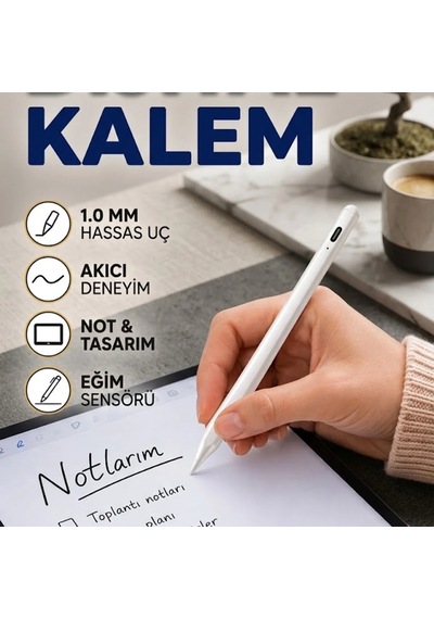 Eğim Sensörlü Dijital Kalem 1,0 Mm Hassas Uçlu Usb-c Şarjlı İpad Uyumlu