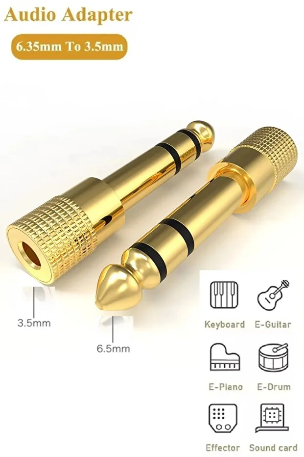 6.35mm Mikrofon Amplifikatör Kulaklık İçin 3.5mm Jack Stereo Aux Ses Dönüştürücü Gitar Enstrüman
