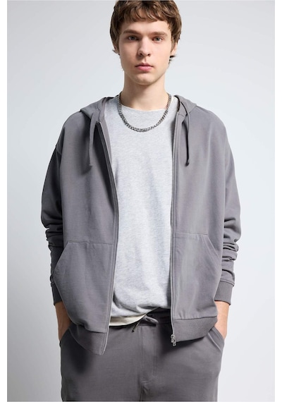 Defacto %100 Pamuk Fermuarlı Sweatshirt F9812ax26spgr206 Gri-gr206