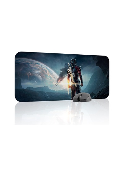 Mass Effect Kaymaz Dikişli Kauçuk Oyuncu Mousepad V3 - 70x30 Xl Gaming Mouse Pad Fare Altlığı