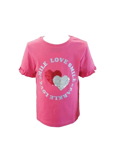 Kaliteiste Kız Çocuk Kısa Kollu Payetli T-Shirt 1,5 - 2 Yaş Pembe