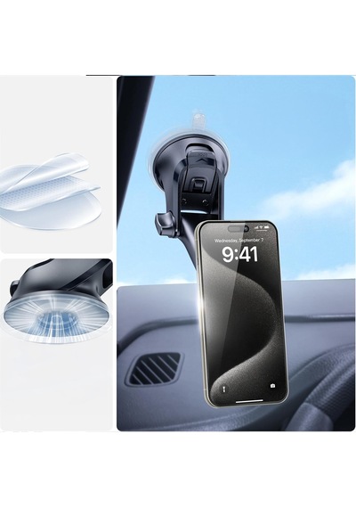 Araç İçi Manyetik Telefon Tutucu Vantuzlu Katlanabilir Teleskopik Kollu 360 Döner Dashboard Ve Cam Standı
