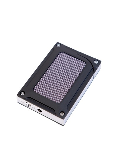 Caseti Tek Torch Pürmüz Siyah Karbon Desenli Metal Puro Çakmağı