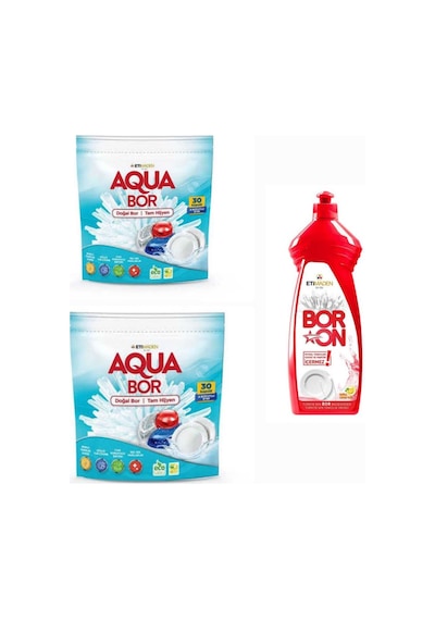 Aquabor Doğal Mineralli 2 Paket Bulaşık Tableti 30 2 Kapsül+1 Adet Boron Elde Bulaşık Yıkama 42553800