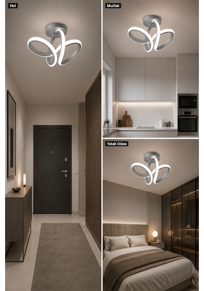 AvizeGO Sion Led Plafonyer Avize Beyaz Işık Gri