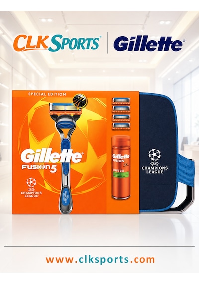 Gillette Uefa Champions League Special Edition Fusion5 Erkek Tıraş Makinesi+ 4 Yedek Bıçak+ Tıraş Jeli + Deodorant