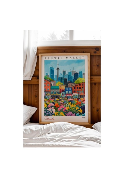 Toronto Kanada Çerçeveli Tablo Seyahat Severlere Salon Ve Ofis İçin Estetik Duvar Dekoru Travel Flower Market