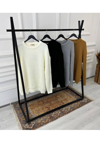 Elku Moda Elkumoda Oversize Kazak Bol Kesim Salaş Triko Kazak-KAZAK2873