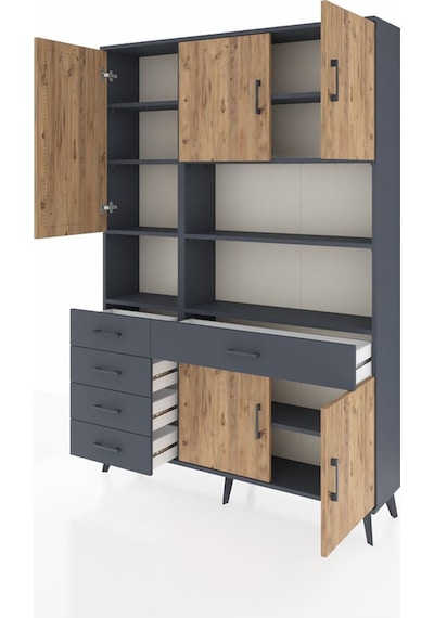 Arges Dolap 9 Raflı 5 Çekmeceli 5 Kapaklı 132x30x195 Antrasit-çam/antrasit Atlas Çam/antrasıt Arges Dolap 9 Raflı 5 Çekmeceli 5 Kapaklı 132x30x195 Antrasit-çam/antrasit Atlas Çam/antrasıt