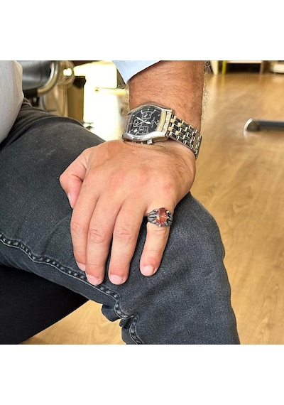 Sterling Gümüş Pençe Yüzük - Oluşturulmuş Yapay Sultanit Taşı İle El Yapımı Yüzük, Terazi Denge Ve Uyum İçin Gümüş