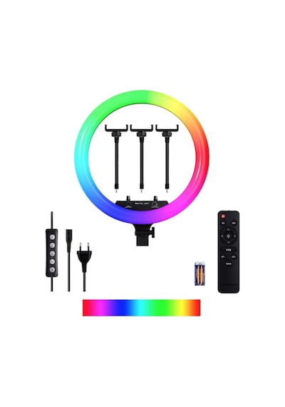Soft Ring Light Mj45 18" Rgb Led Işık Youtuber Selfie Işığı Uzaktan Kumandalı