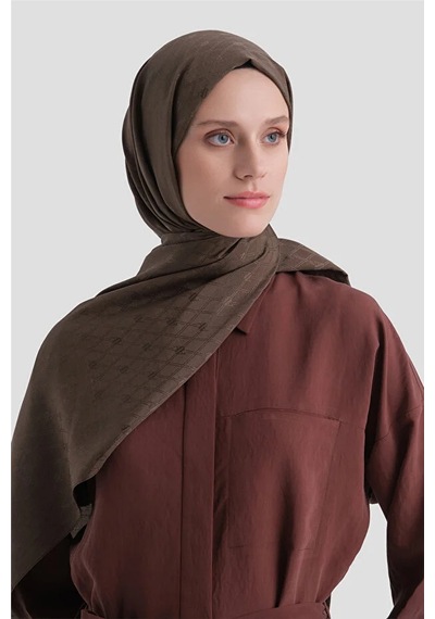 Armine Elegance Pamuk - İpek Şal P3001 Koyu Kahve