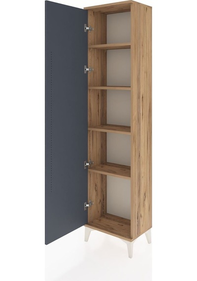 Arges Dolap 4 Raflı Tek Kapaklı 44x30x182 Çam-antrasit Çam