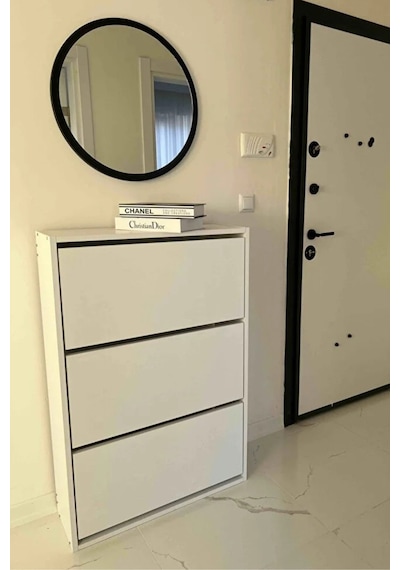 Dekoratik Yuvarlak Ayna 60 Cm Çap Antre Hol Koridor Duvar Salon Mutfak Banyo Ofis Makyaj Aynası - Siyah Siyah