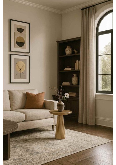 Masif Ahşap Mantar Sehpa Şık Tekli Yan Sehpa - Altın Renk - Coffee Table Altın