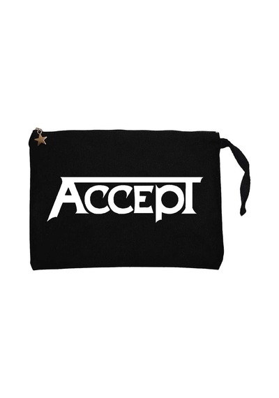 Accept Classic Logo Siyah Clutch Astarlı Cüzdan / El Çantası