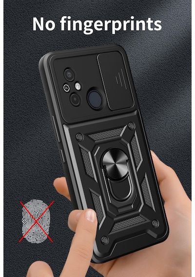 Xiaomi Redmi 10C Kılıf Pars Lens Sürgülü Yüzüklü Standlı Korumalı Kılıf