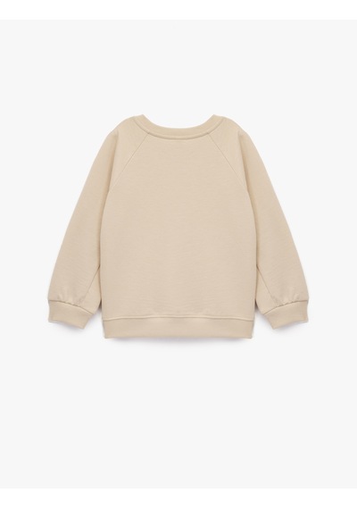 Koton Pamuklu Uzun Kollu Bisiklet Yaka Basic Sweatshirt Bej 6wmb10201tk Ekru