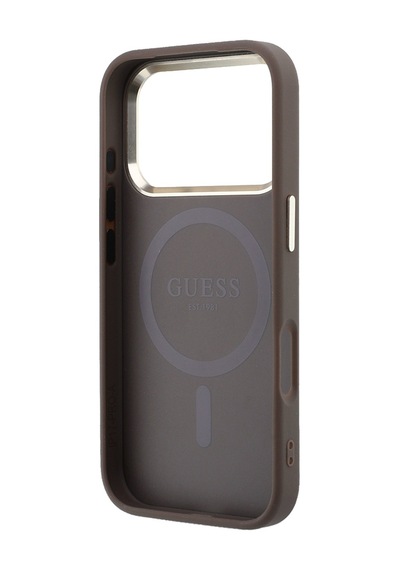 İphone 17 Pro Kılıf Guess Lisanslı M-safe Şarj Özellikli Small 4g Ve Classic Logolu Kapak Kahverengi
