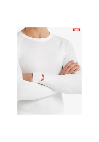 Blackspade Vücuda Oturan İçlik Unisex Termal Uzunkol Tişört Bisiklet Yaka, 2. Seviye Isı Koruma-9259 Beyaz