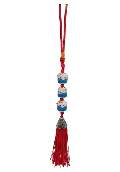 Üçlü Mavi Maneki Neko Şans Kedisi Araba Süsü No.5m