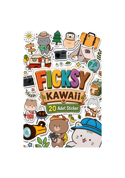 Kawaii Stili Sevimli Hayvanlar Kamp, Macera, Doğa Temalı Sticker Seti - 20 Adet Etiket Çıkartma Diğer