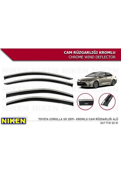 Niken Toyota Corolla Uyumlu Sedan 2019 Kromlu Cam Rüzgarlığı 4 Lü