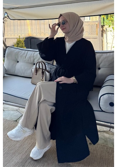Rabia Şamlı Nazenin Kot Tencel Kap Siyah Normal