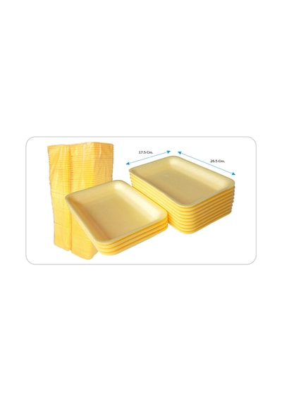 Tek Kullanımlık Köpük 2000 Gr. Sarı Servis Et Kıyma Saklama Tepsi Tabak -265x175x35mm. -100 Adet