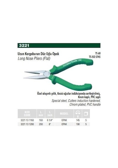 Elta 3221 Opak Seri Kargaburun 160 MM Düz Uçlu – 3221131160