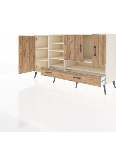 Kronos Konsol 8 Raflı 2 Çekmeceli 3 Kapaklı 176x59x99 Aytaşı-çam Aytaşı-çam