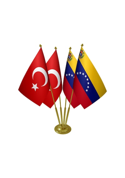 Masa Üstü venezuella Bayrağı Türk Bayrağı Dörtlü Pirinç Direk Mas