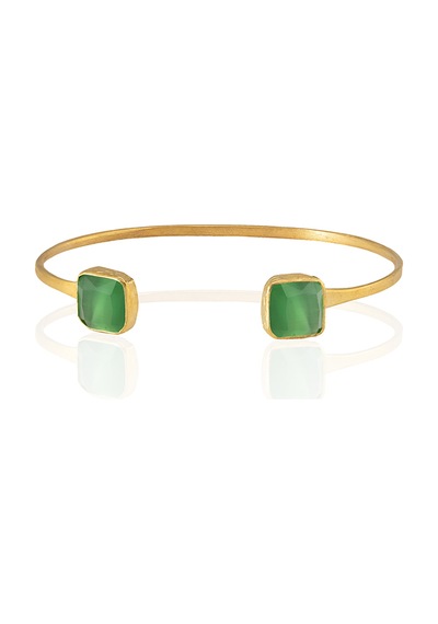 Kadir Jewellery 22 Ayar Altın Kaplama El İşçiliği Zirkon Taşlı Kadın Charm Bileklik Yeşil