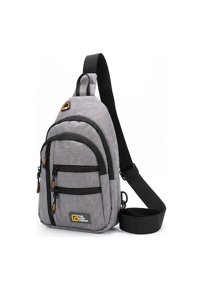 The Loop Desing Unisex Çok Bölmeli Çapraz Ayarlanabilir Askılı Göğüs Omuz Çantası Gri