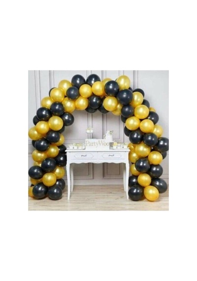 50 Adet Metalik Siyah -altın Gold Balon-nişan-parti-düğün Balonu Sarı