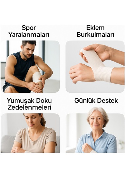 Ds Sağlık Elastik Bandaj Sargı Bezi 12x120 Cm Örgülü Kenar Özel Dokuma, Esnek Spor Bandajı, Burkulma Ve Zedelenme Destek Bandajı