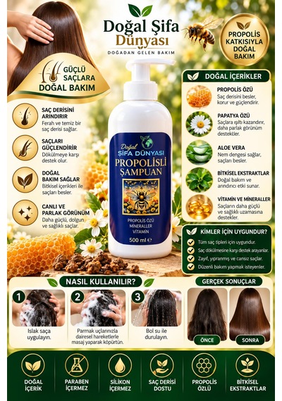 Propolis Şampuan Dökülme Karşıtı 500ml Tüm Saçlar