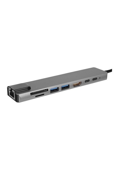 Hytech Hy-usbc83 4k 30hz Gri Metal 2xusb3.0, 1xusb2.0, Gigabit Pd, Typec Data, Sd/tf Kart Okuyucu Type C Adaptör-129130