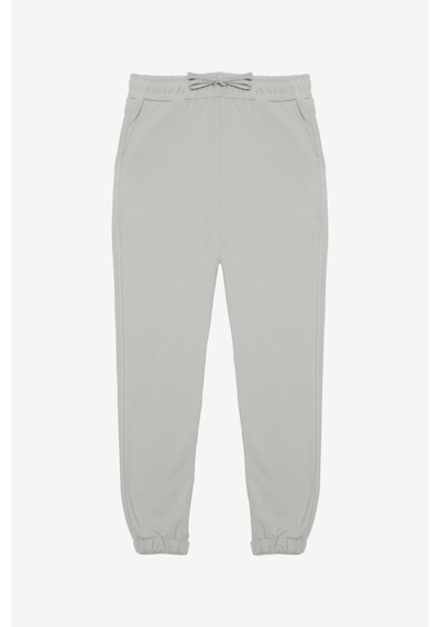Tudors Unisex Relax Fit Rahat Kesim Şardonlu 3 Cepli Lastikli Jogger Paça Taş Renk Eşofman Altı-32644 Taş