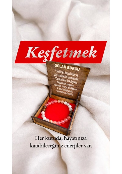 Oğlak Burcu Doğaltaş Bileklik %100 Doğal Taş, Tütsü Hediyeli, Kutulu Hediyelik Çok Renkli