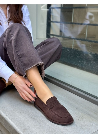 Erva'nın Butiği Kahve Süet Daria Kadın Casual Günlük Ayakkabı-6134