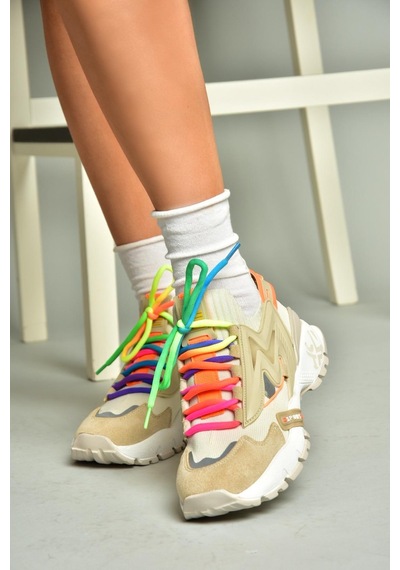 Fox Shoes U602602502 Bej Süet Kadın Spor Ayakkabı Sneakers Bej-süet Çok Renkli