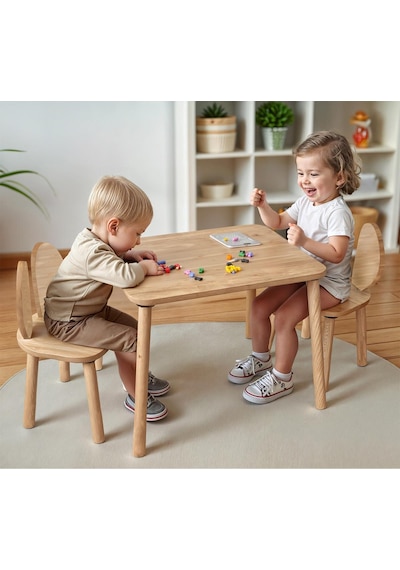 Bee Smart Safir Meşe Beyaz Naturel 2 Sandalye - Standart Diğer